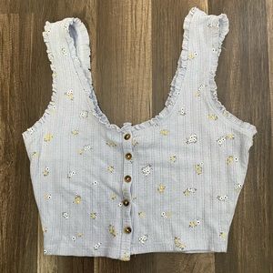Light Blue Floral Tank Top- Cotton On